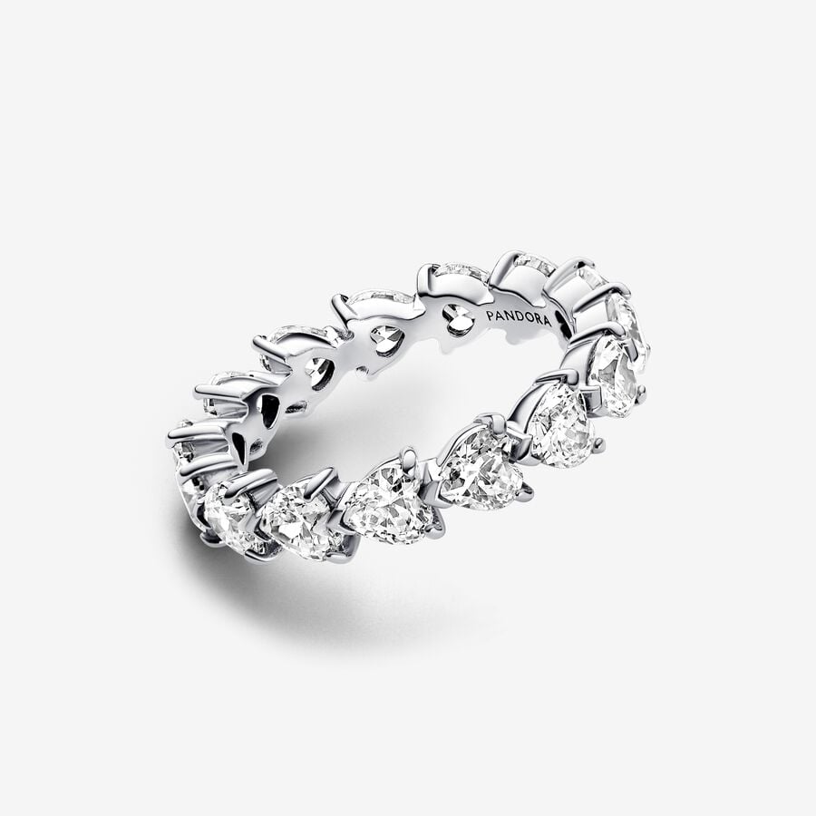 BAGUE ÉTERNITÉ AVEC RANGÉE DE COEURS Pandora JONC À COEURS