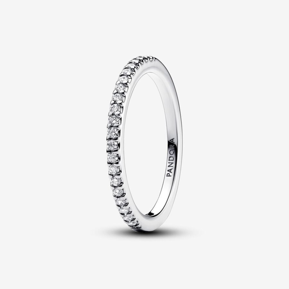 BAGUE HALO SCINTILLANT EN FORME DE POIRE CZ ARGENT Pandora BAGUE