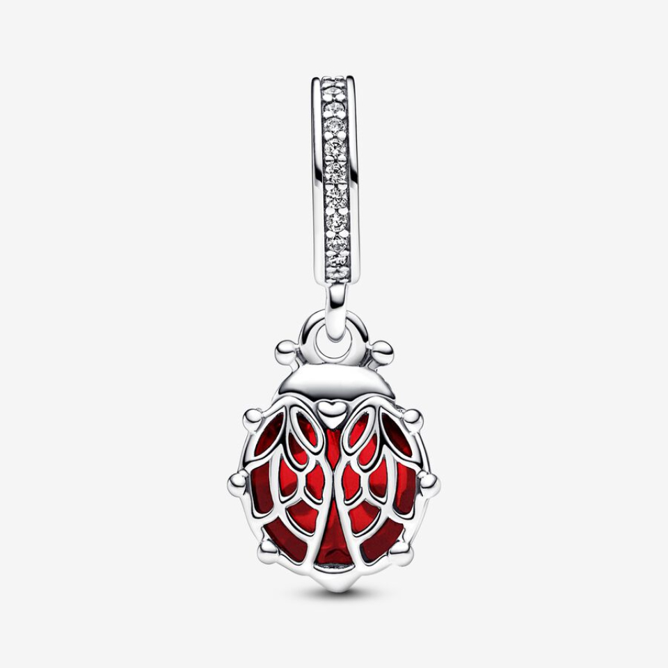 CHARM PENDENTIF COCCINELLE ROUGE ARGENT CZ ET MAIL Pandora CHARM